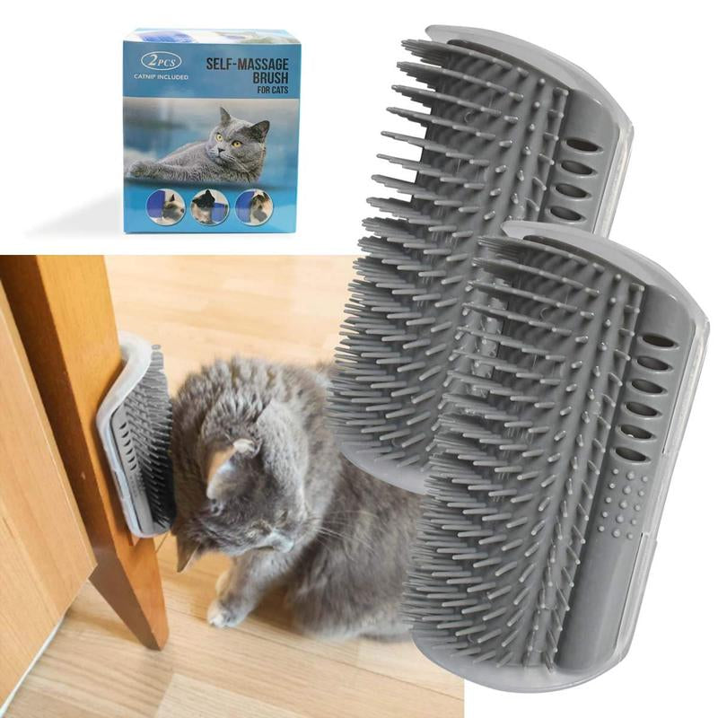 Yuntop 2 Pack Softer Self Groomer with Catnip Wall Corner Massage Comb Scratcher Grooming Brush Tool for Long & Short Fur Kitten Cats Dogs Self-Cleaning Pet Pet Hair Cute Penguin Reusable Washable Double-Sided Pet Cat Steam Dog Grooming