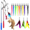 Cat Toy Wand, Retractable Cat Feather Toys and Replacement Refills with Bells, Interactive Cat Toys for Cat Kitten Exercise